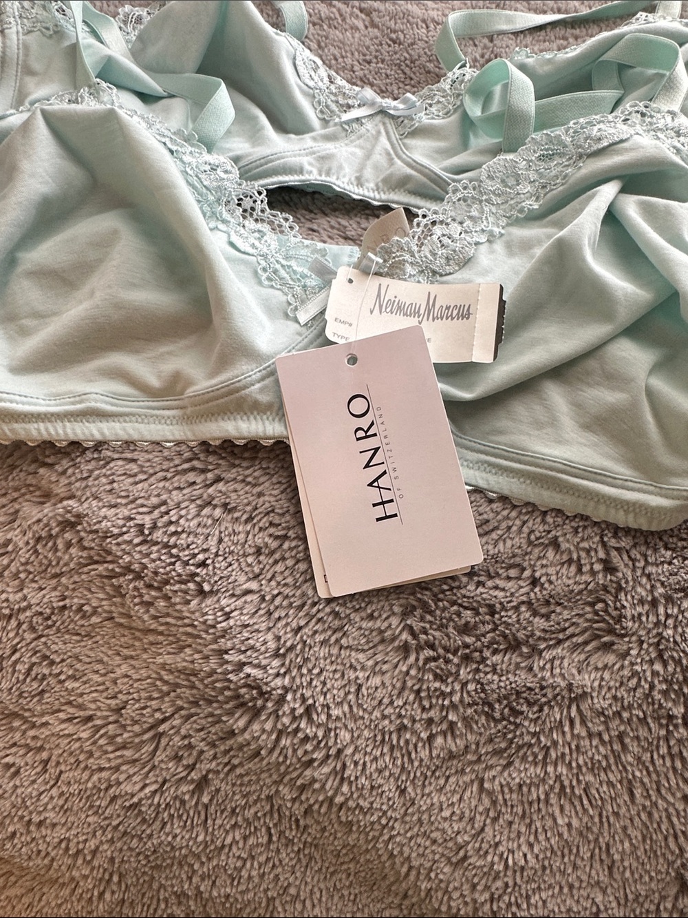 NWT - Hanro Light Mint Lace-Trim Bralette Duo - Picture 2 of 6